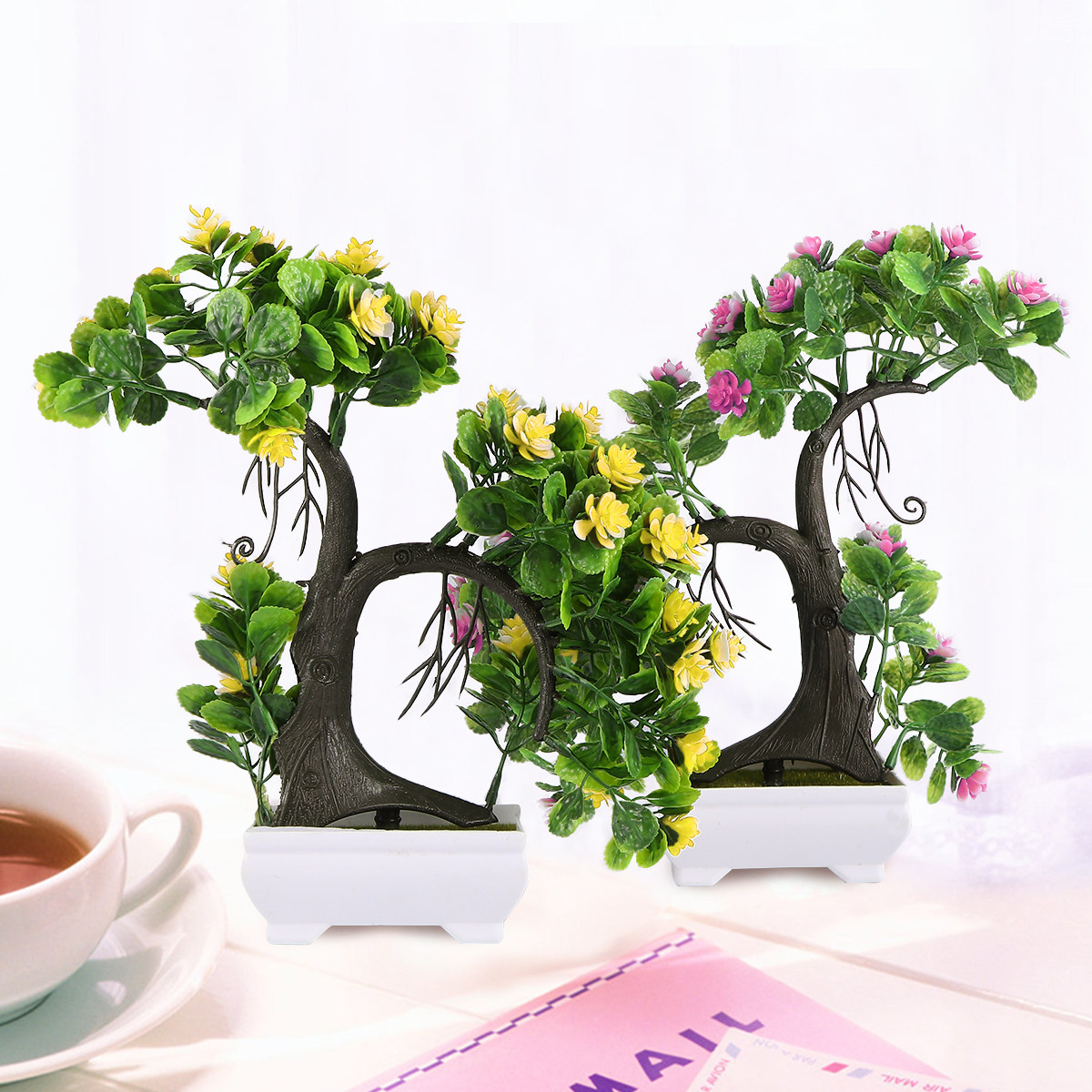 2개 세트의 사실적인 모형 분재, 플라스틱 꽃, 화분, - Bonsai Garden Restaurant 리뷰 및 가격